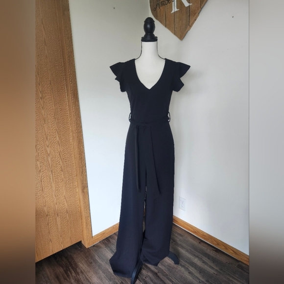 Windsor Black Flutter Sleeve Jumpsuit - Picture 1 of 7